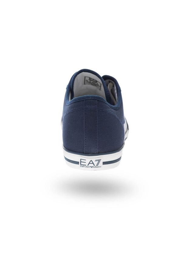 EA7 Emporio Armani - Granatowe tenisówki unisex EA7 z nadrukiem. Kolor: niebieski. Wzór: nadruk