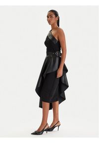 Karl Lagerfeld - KARL LAGERFELD Sukienka koktajlowa B1W13002 Czarny Slim Fit. Typ kołnierza: dekolt w karo. Kolor: czarny. Materiał: syntetyk. Styl: wizytowy #1