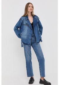 TwinSet - Twinset ramoneska jeansowa damska przejściowa oversize. Kolor: niebieski. Materiał: jeans. Styl: klasyczny #3