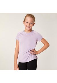 Decathlon - Koszulka z krótkim rękawem dziecięca Domyos S500. Kolor: fioletowy. Materiał: materiał, elastan, poliester, lyocell. Długość rękawa: krótki rękaw. Długość: krótkie