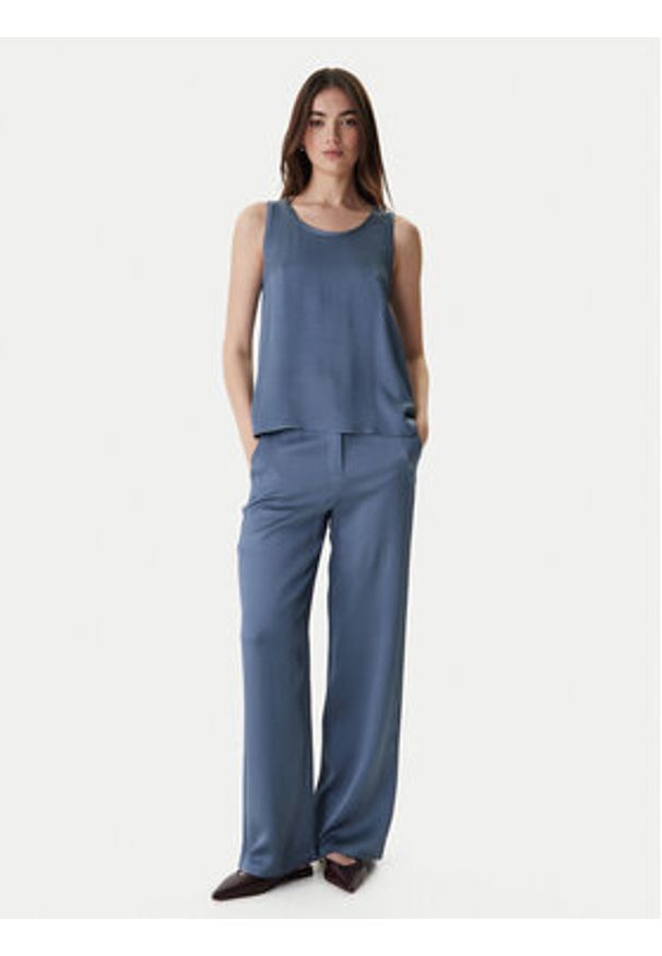 Marella Spodnie materiałowe Robinia2 2615131281 Granatowy Straight Fit. Kolor: niebieski. Materiał: wiskoza