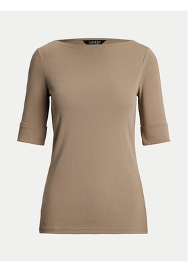 Lauren Ralph Lauren - LAUREN RALPH LAUREN Bluzka 200654963191 Beżowy Slim Fit. Kolor: beżowy. Materiał: bawełna