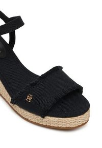 TOMMY HILFIGER - Tommy Hilfiger Sandały Mid Woven Wedge Espad Fringe FW0FW09470 Czarny. Kolor: czarny. Materiał: materiał #6