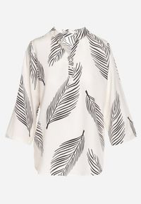 Born2be - Jasnobeżowa Koszula z Bawełną we Wzór Liści Lumavaie. Okazja: na co dzień. Kolor: beżowy. Materiał: bawełna. Styl: elegancki, casual #3