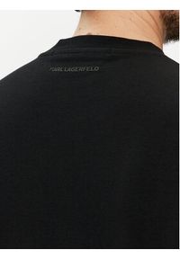 Karl Lagerfeld - KARL LAGERFELD T-Shirt 755054 542221 Czarny Regular Fit. Typ kołnierza: dekolt w karo. Kolor: czarny. Materiał: bawełna