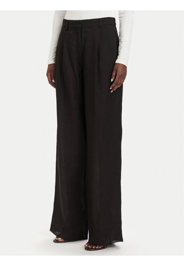 Marella Spodnie materiałowe Solista 2613131114 Czarny Relaxed Fit. Kolor: czarny. Materiał: len