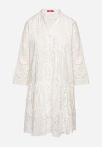 Born2be - Biała Rozkloszowana Sukienka Boho z Haftowanej Tkaniny z Bawełny Loraviel. Okazja: na spacer, na imprezę, na co dzień. Typ kołnierza: dekolt w kształcie V. Kolor: biały. Materiał: tkanina, bawełna. Wzór: haft. Styl: boho #7