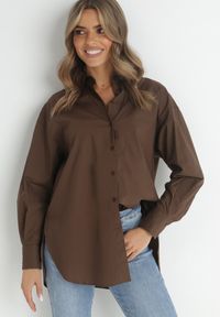 Born2be - Ciemnobrązowa Koszula Doriemara. Kolor: brązowy. Długość rękawa: długi rękaw. Długość: długie #1