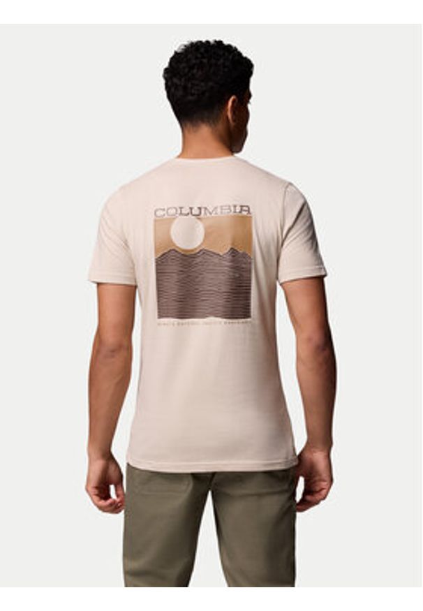columbia - Columbia T-Shirt Rapid Ridge 1934824 Beżowy Regular Fit. Kolor: beżowy. Materiał: bawełna