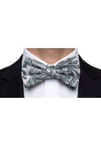 Mucha Męska z Poszetką - Chattier - Srebrna z Odcieniami Zieleni. Kolor: srebrny, wielokolorowy, zielony. Styl: elegancki, sportowy #4