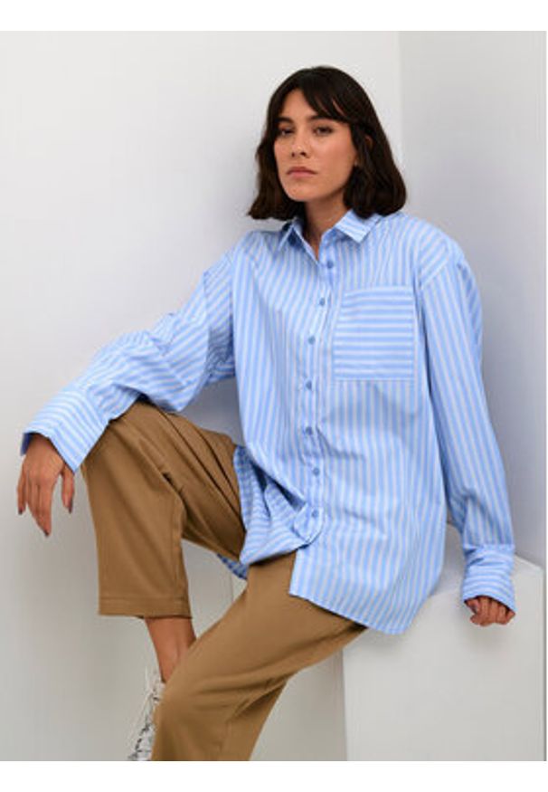 Kaffe Koszula Mackie 10508855 Niebieski Relaxed Fit. Kolor: niebieski. Materiał: bawełna, syntetyk