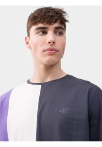 4f - T-shirt oversize gładki męski. Kolor: fioletowy. Materiał: bawełna. Wzór: gładki #2
