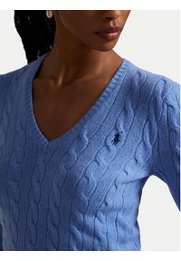 Polo Ralph Lauren Sweter 211971866004 Niebieski Slim Fit. Typ kołnierza: polo. Kolor: niebieski. Materiał: wełna #4