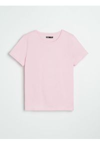Sinsay - Bawełniana koszulka basic - różowy. Kolor: różowy. Materiał: bawełna