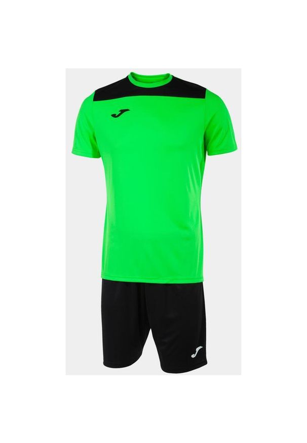Zestaw Sportowy Joma Phoenix II Fluorescencyjna Zieleń-Czarny - Junior. Okazja: na uczelnię. Kolor: niebieski, czarny, wielokolorowy. Materiał: poliester. Styl: sportowy