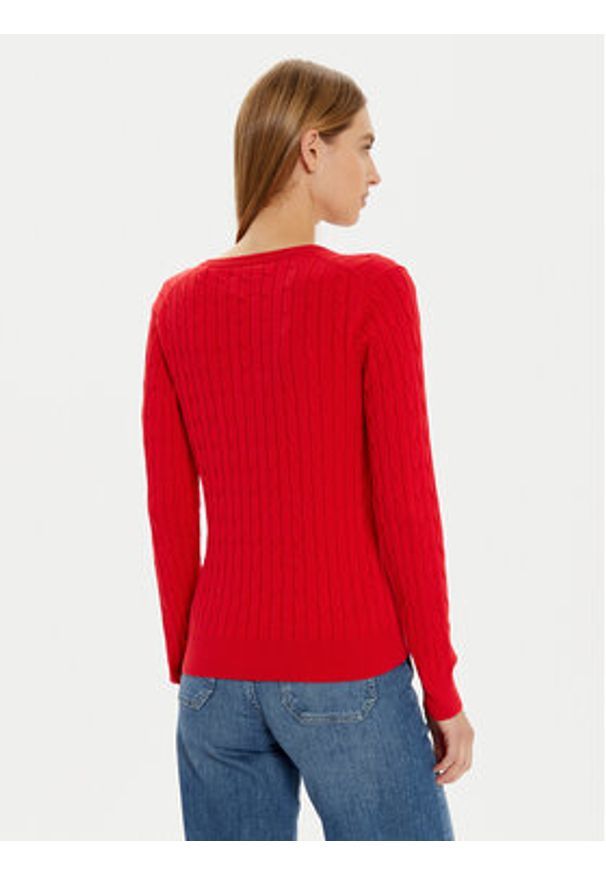 GANT - Gant Sweter 4800101 Czerwony Slim Fit. Kolor: czerwony. Materiał: bawełna