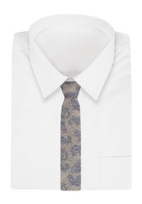 Modny Krawat Męski - Alties - Beż ze Wzorem Paisley. Kolor: brązowy, wielokolorowy, beżowy. Materiał: tkanina. Wzór: paisley. Styl: elegancki, wizytowy #2