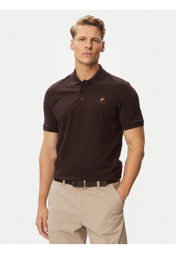 Beverly Hills Polo Club Polo P-SS26M-P4501247 Brązowy ciemny Regular Fit. Typ kołnierza: polo. Kolor: brązowy. Materiał: bawełna