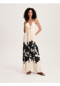 Reserved - Sukienka z kwiatowym printem - wielobarwny. Materiał: tkanina, wiskoza. Wzór: nadruk, kwiaty #1