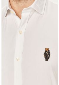 Polo Ralph Lauren - Koszula bawełniana. Typ kołnierza: polo. Kolor: biały. Materiał: bawełna. Długość: długie. Wzór: gładki. Styl: elegancki, klasyczny #3
