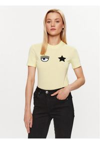 Chiara Ferragni T-Shirt 74CBHT07 Żółty Regular Fit. Kolor: żółty. Materiał: bawełna