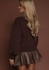 Renee - Brązowy Kardigan z Wiskozą Zdobiony Eleganckimi Napami i Bufiastymi Rękawami Acannte. Kolor: brązowy. Materiał: wiskoza. Wzór: aplikacja. Styl: elegancki #5