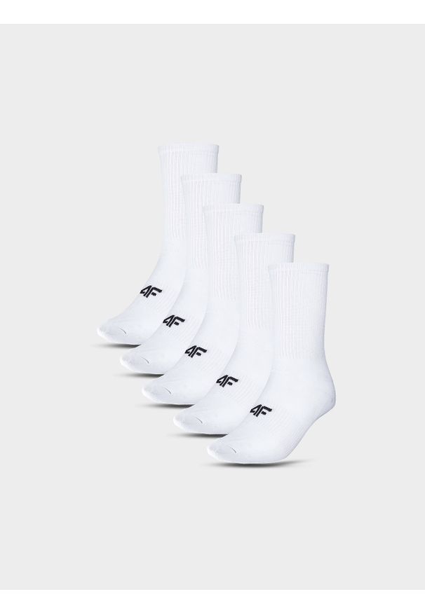4f - 4F Skarpetki casual za kostkę (5-pack) dziecięce - białe 32-34. Kolor: wielokolorowy. Materiał: materiał, poliamid, włókno, bawełna