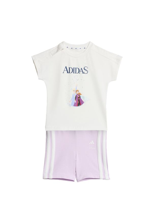 Zestaw Koszulek Adidas Disney Frozen. Okazja: na uczelnię. Kolor: niebieski, wielokolorowy, biały. Materiał: dresówka, dzianina. Wzór: motyw z bajki. Styl: sportowy