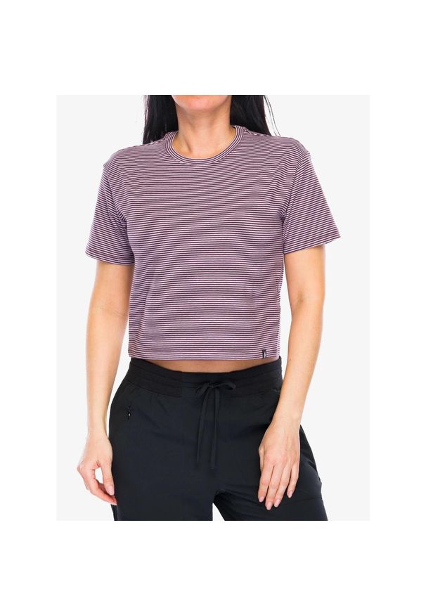Koszulka bawełniana damska Black Diamond BD Stripe SS Tee. Kolor: fioletowy. Materiał: bawełna