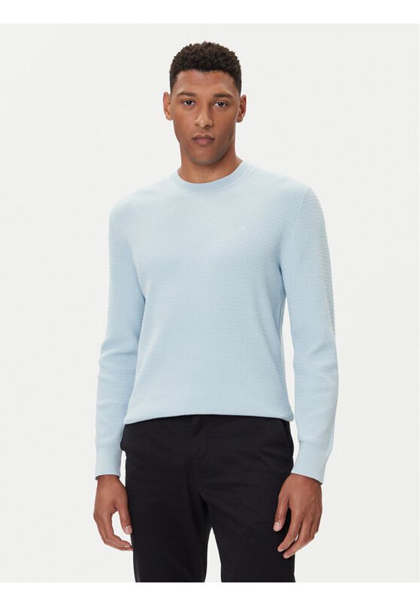 Calvin Klein Sweter LV04LB327G Błękitny Regular Fit. Kolor: niebieski. Materiał: bawełna