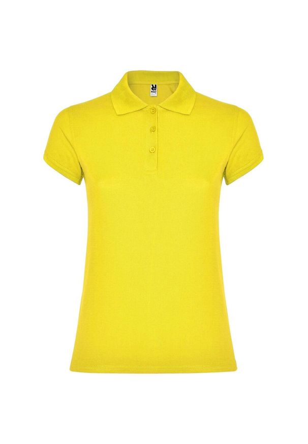 ROLY - Damska Koszulka Polo W Gwiazdki. Typ kołnierza: polo. Kolor: żółty