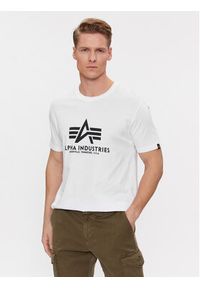 Alpha Industries T-Shirt Basic 100501 Biały Regular Fit. Kolor: biały. Materiał: bawełna #8