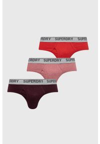 Superdry slipy (3-pack) męskie kolor bordowy. Kolor: czerwony. Materiał: bawełna