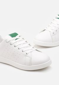 Born2be - Biało-Zielone Buty Sportowe przed Kostkę z Wiązaniem Julieza. Okazja: na co dzień. Wysokość cholewki: przed kostkę. Kolor: biały #3