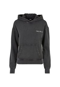 Sweat bluza frotte z kapturem z małym haftem kobieta Urban Classics. Typ kołnierza: kaptur. Kolor: czarny. Wzór: haft #1