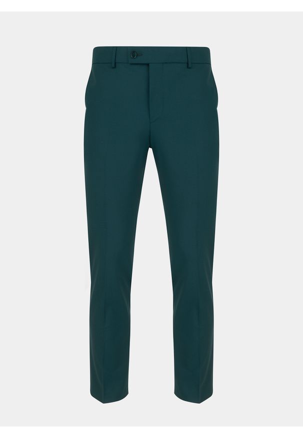 Pako Lorente - PAKO LORENTE – Zielone spodnie garniturowe P22SF-6G-017-Z-S. Kolor: zielony. Materiał: wełna. Wzór: gładki. Styl: elegancki