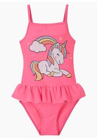 bonprix - Kostium kąpielowy dziewczęcy ze zrównoważonego materiału. Kolor: różowy. Materiał: materiał #1