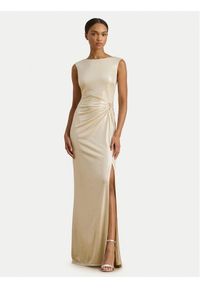 Lauren Ralph Lauren - LAUREN RALPH LAUREN Sukienka wieczorowa 253P04060001 Beżowy Slim Fit. Kolor: beżowy. Materiał: syntetyk. Styl: wizytowy #1