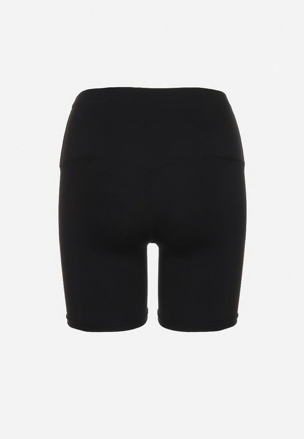 Born2be - Czarne Szorty Kolarki przed Kolano w Sportowym Stylu z Efektem Push Up Vesna. Okazja: na co dzień. Kolor: czarny. Wzór: aplikacja, bez wzorów. Styl: sportowy