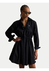 Polo Ralph Lauren Sukienka koszulowa 211B19986002 Czarny Relaxed Fit. Typ kołnierza: polo. Kolor: czarny. Materiał: bawełna. Typ sukienki: koszulowe #1