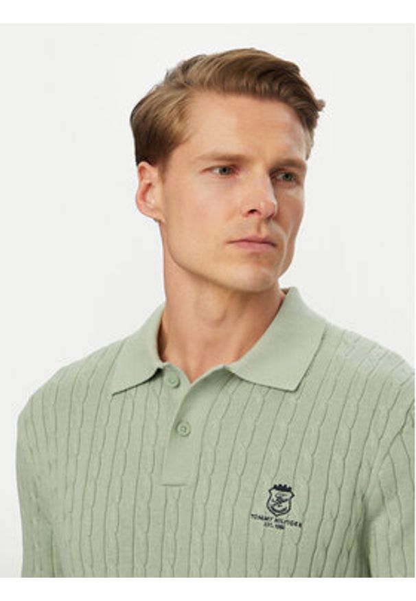 TOMMY HILFIGER - Tommy Hilfiger Polo MW0MW42788 Zielony jasny Regular Fit. Typ kołnierza: polo. Kolor: zielony. Materiał: bawełna