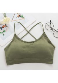 Intica - Biustonosz na cienkich ramiączkach z elastycznego materiału Unnie. Kolor: zielony. Materiał: materiał