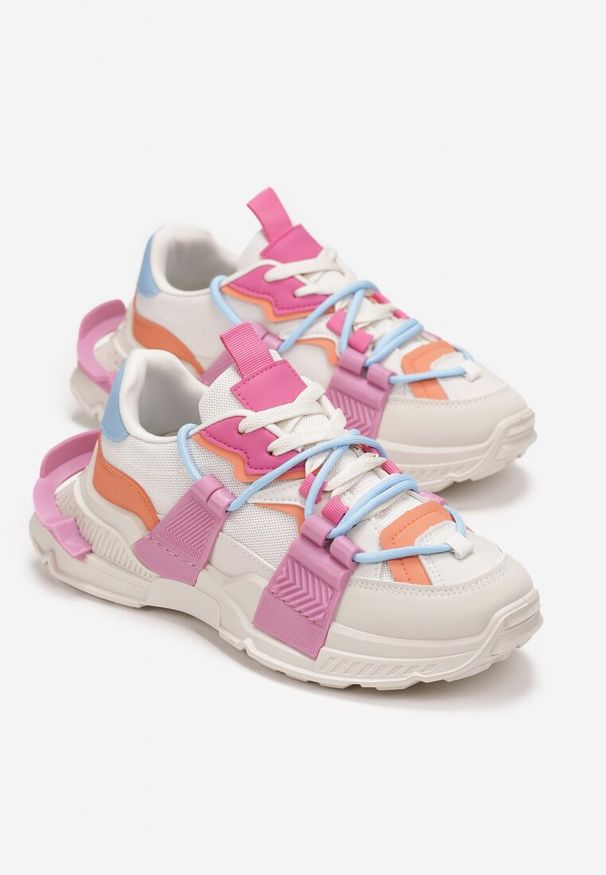 Born2be - Fuksjowe Sneakersy z Elastycznym Sznurowaniem i Ozdobnymi Taśmami Jarlele. Kolor: beżowy