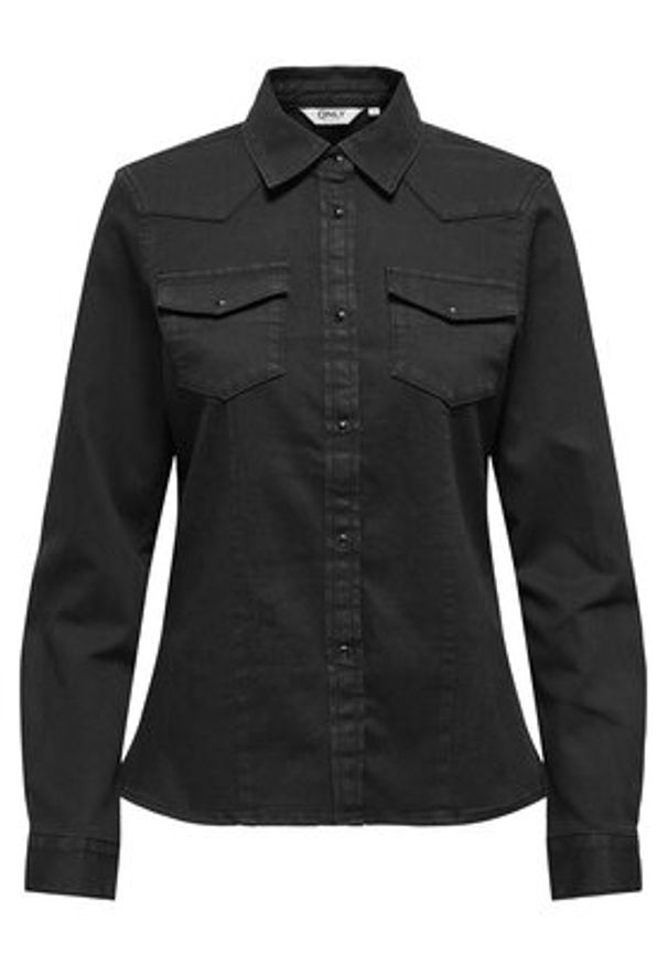 only - ONLY Koszula jeansowa Sasia 15352339 Czarny Slim Fit. Kolor: czarny. Materiał: bawełna