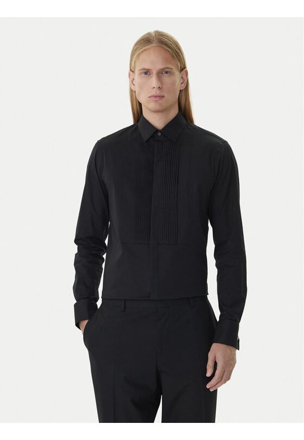 Calvin Klein Koszula LV019EU063 Czarny Slim Fit. Kolor: czarny. Materiał: bawełna