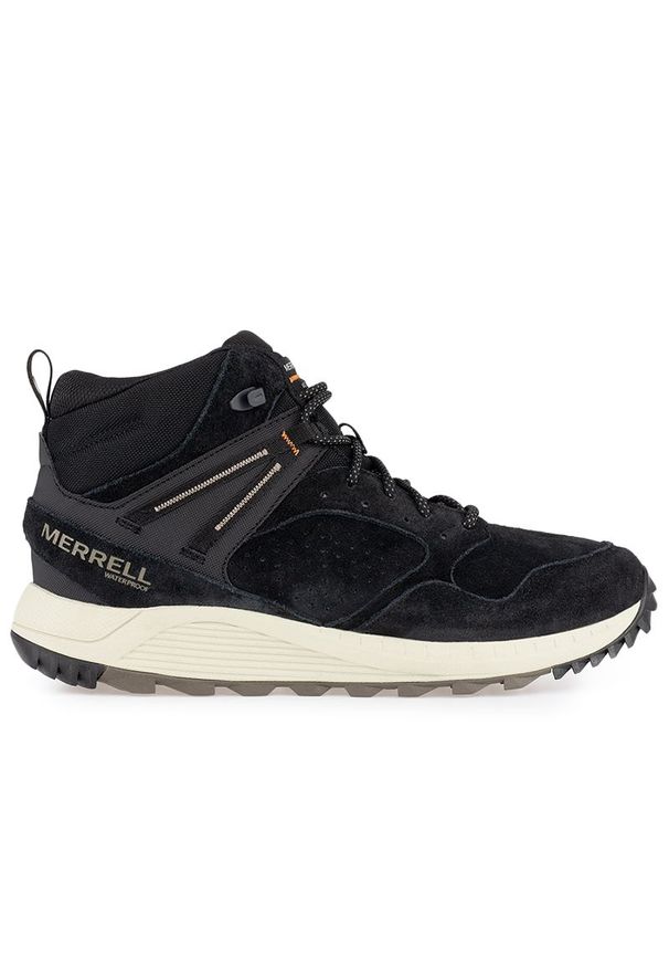 Buty Merrell Wildwood Sneaker Boot Mid WP J067285 - czarne. Zapięcie: sznurówki. Kolor: czarny. Materiał: guma, skóra, zamsz, materiał, syntetyk. Szerokość cholewki: normalna. Sezon: zima