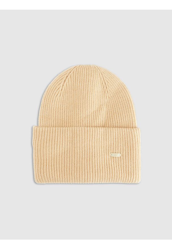 4f - 4F Czapka beanie uniseks - beżowa Uniwersalny. Kolor: beżowy. Materiał: wiskoza, materiał, dzianina. Sezon: zima. Styl: klasyczny, sportowy, casual