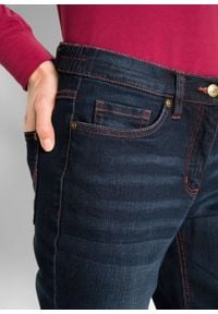 Dżinsy bawełniane ze stretchem i wygodnym paskiem STRAIGHT bonprix ciemnoniebieski denim. Kolor: czarny #3
