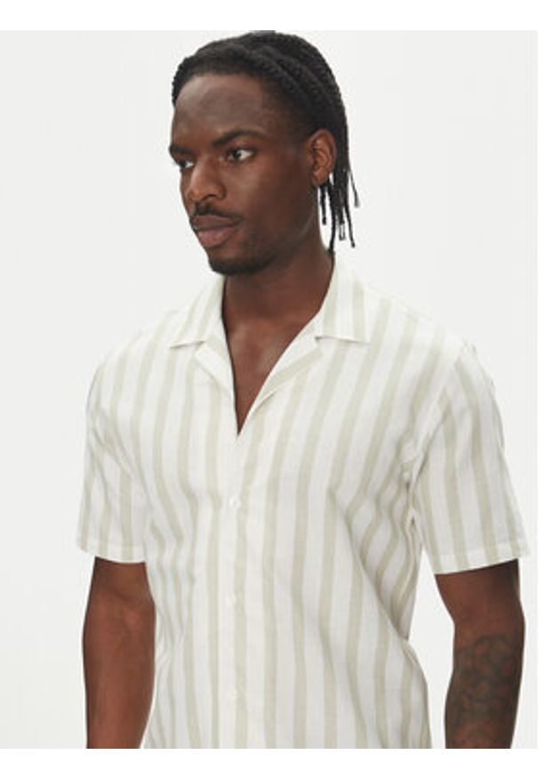 Lindbergh Koszula 30-203321 Beżowy Relaxed Fit. Kolor: beżowy. Materiał: len