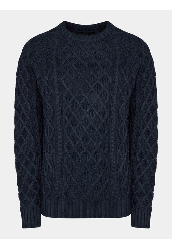 INDICODE Sweter Bussel 35-597 Granatowy Regular Fit. Kolor: niebieski. Materiał: bawełna